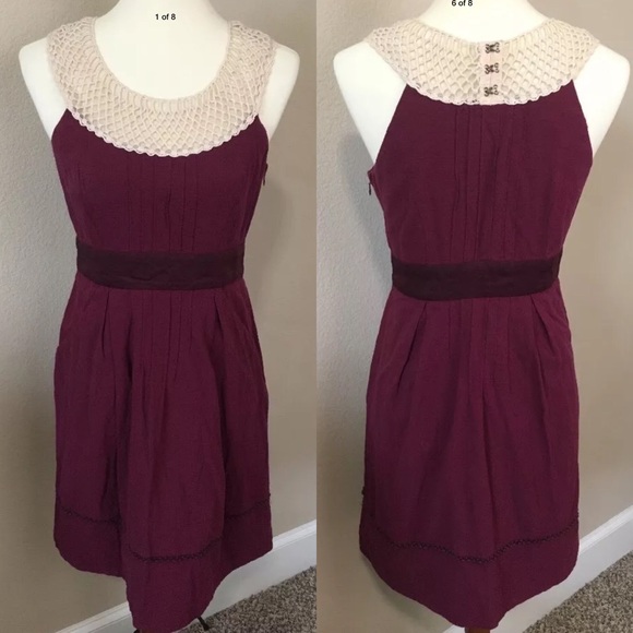 Anthropologie Dresses & Skirts - Anthropologie Floreat Merlot Sz 4 wine dress